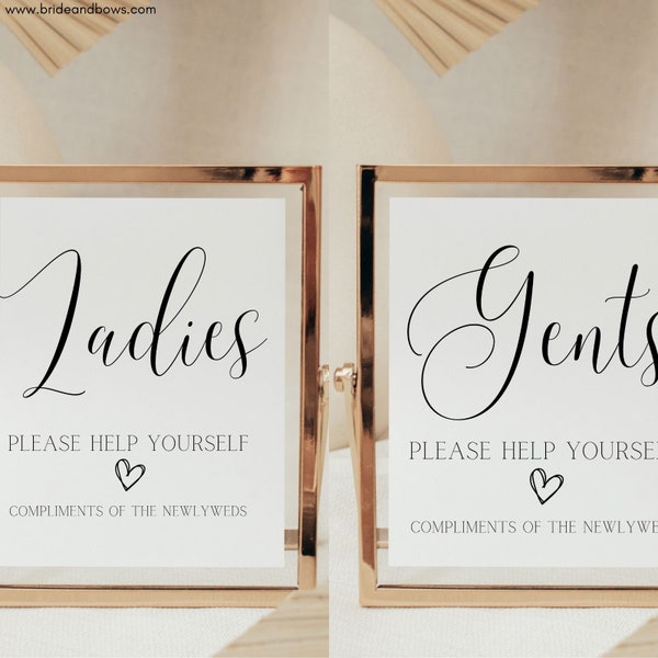 Minimalist Wedding Bathroom Sign, Ladies and Gents Wedding Bathroom Sign, Wedding Toilet Sign, Printable Sign, Wedding Decoration BS734E