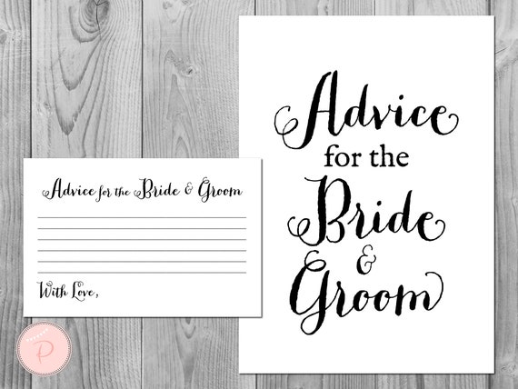 Advice for the Bride and Groom Card &amp; Sign Printable Advice | Etsy
