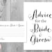 Advice for the Bride and Groom Card & Sign, Printable Advice Cards ...