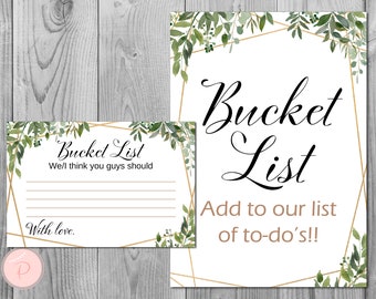 Greenery Wedding Bucket List, Afdrukbare Bucket List, Wedding Wishes, Guestbook Alternative, Printable, Digital Download TH93