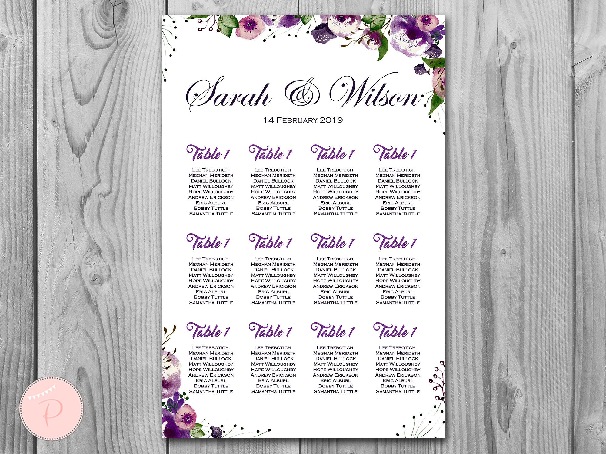 Printable Custom Wedding Seating Chart, Wedding Seating Poster, Seating ...