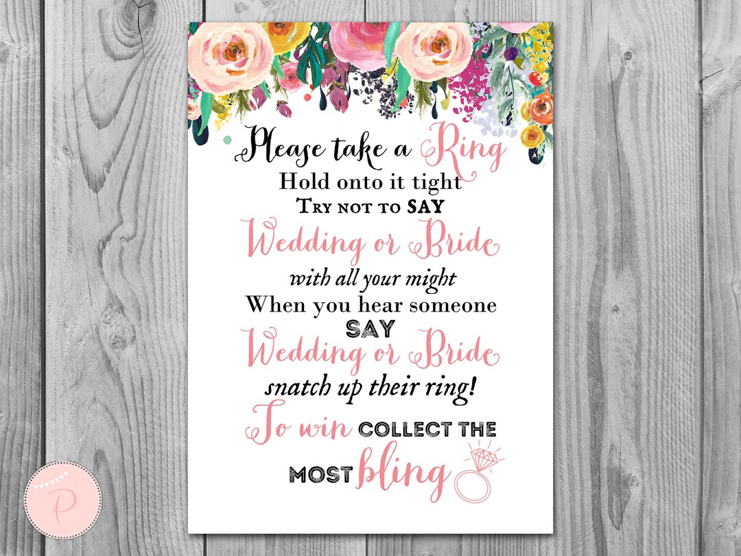 Don't Say Bride Game, Don't Say a Word Game, Take a Ring Game, Bridal ...