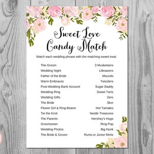 Peonies Sweet Love Candy Match Bridal Shower Game, Bridal Shower Games, Simple Bridal Shower Game, Unique Bridal Shower activity WD67 TH13