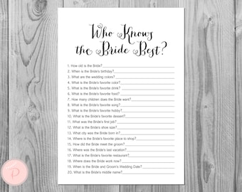 How well do you know the Bride game, Who knows the bride best, Bridal shower game, Bridal shower activity, Wedding Shower Game TH000