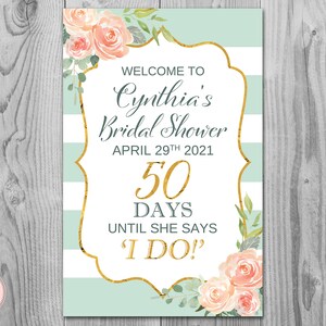 Mint & Gold Personalized Welcome bridal shower sign, Wedding Sign, Wedding Decoration Sign, Engagement Party sign DIY Print TH73.1 WS47