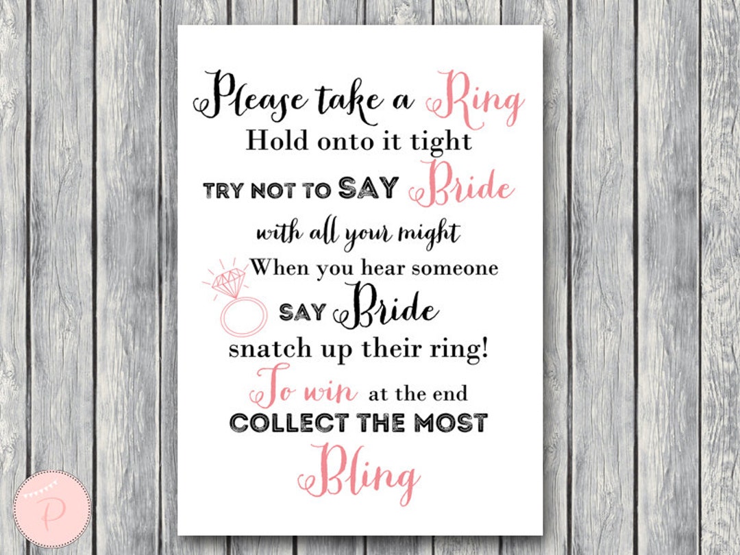 Don't Say Bride Game, Don't Say a Word Game, Take a Ring Game, Bridal Shower Game, Bridal Shower Activity, Printable Game TH16 - Etsy