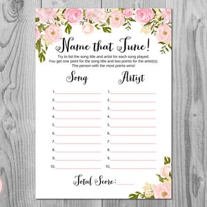 Peonies Name That Tune Game, Guess the Song, Guess the Artist, Music, Bridal Shower game, Baby Shower Games, Wedding Shower WD67 TH13