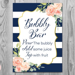 Navy & Gold Mimosa Bar Sign, Bubbly Bar Sign, Wedding Bar Sign, Printable Sign, Wedding Decoration Sign, Engagement Party Mimosa TH74.1