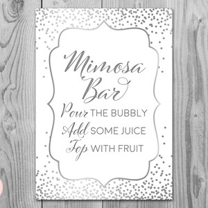 Silver Mimosa Bar Sign, Bubbly Bar Sign, Wedding Bar Sign, Printable Sign, Wedding Decoration Sign, Engagement Party Mimosa wd92 TH64