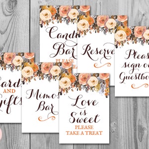 Autumn Fall Bridal Shower Table Signs Package, Wedding Signs, 6 Signs Printable, Sign Download, Bridal Shower Decorations wd82 TH40