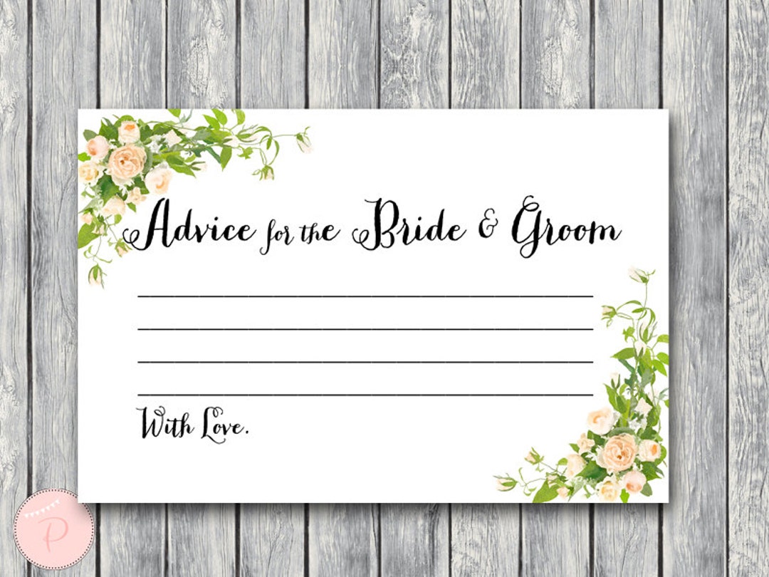 Advice for the Bride and Groom Card &amp; Sign, Printable Advice Cards ...