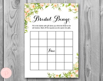 Tarjetas de bingo de ducha de boda, bingo nupcial, bingo de artículos de regalo, juego de fiesta de compromiso, juego de despedida de soltera imprimible, descarga instantánea WD63 TH11