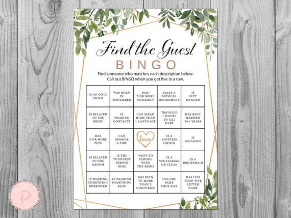 Bridal 2024 shower bingo