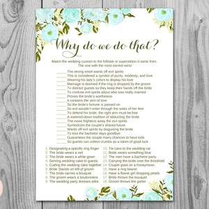 Why Do We Do That Bridal Shower Game, Wedding Tradition Quiz , Coed ...