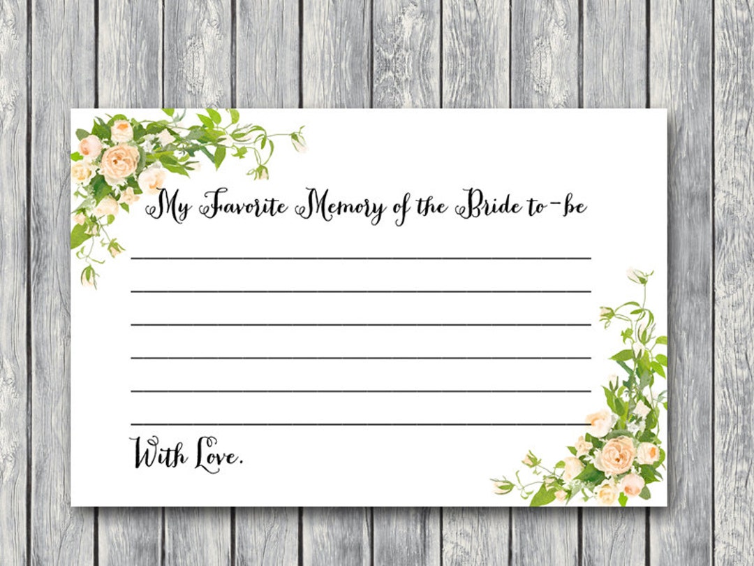 My Favorite Memory of the Bride To-be, Memory Lane Bridal Shower ...