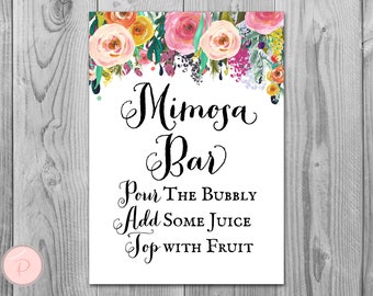 Sinal de bar Mimosa, sinal de bar borbulhante, sinal de bar de casamento, sinal para impressão, sinal de decoração de casamento, festa de noivado sinal de bar Mimosa WD70 TH15