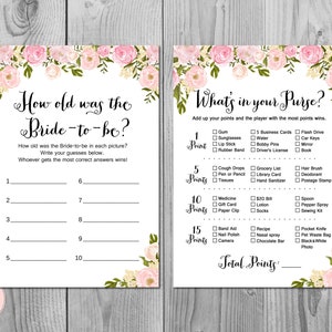 Peonies Bridal Shower Games, Bridal Shower Game, Package, Instant Download, 6 Games Printable, Bridal Shower Activities WD67 TH13 image 2