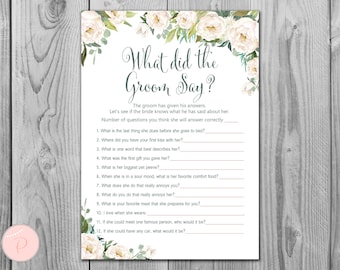 What did the Groom Say Game, What did groom say about Bride, How well couple know each other, Couples shower Game, Bridal Shower TH61