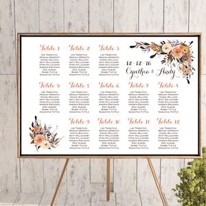 Fall Floral Wedding Seating Chart, Wedding Seating Poster, Seating Sign, Wedding Seating Board - Digital File wd82 WC85