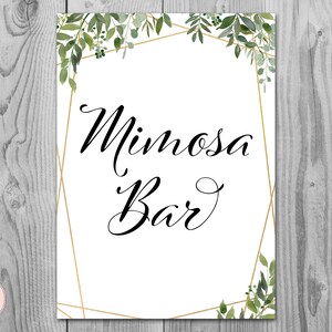 Greenery Mimosa Bar Sign, Bubbly Bar Sign, Wedding Bar Sign, Printable Sign, Wedding Decoration Sign, Bridal Shower Decoration TH93