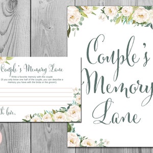 Cream Floral Couple&#39;s Memory Lane, Favorite Memory of the Couple, Memory Lane Game, Engagement Party Game, Coed Bridal shower Game TH61 dd