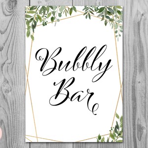 Greenery Bubbly Bar Sign, Mimosa Bar Sign, Wedding Bar Sign, Printable Sign, Wedding Decoration Sign, Bridal Shower Decoration TH93