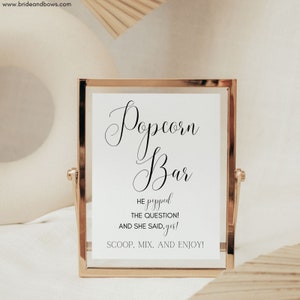 He Popped the Question Sign, Minimalist Bridal Shower Popcorn Bar Sign, Bridal Shower Sign, Bridal Shower Decoration BS734E
