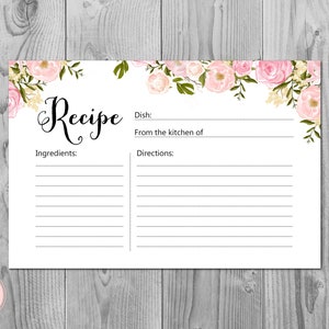 Tarjeta de receta de peonías, despedida de soltera, tarjeta imprimible, despedida de soltera, juegos de despedida de soltera, actividad de despedida de soltera mixta / WD67 TH13