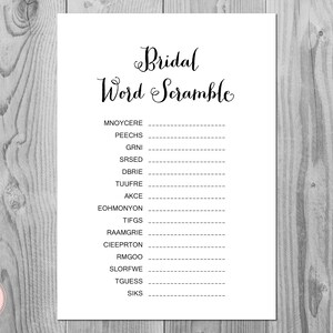 Bridal Word Scramble Bridal Shower Game, Unscramble, Bridal shower game, Bridal shower activity, Printable Game TH000
