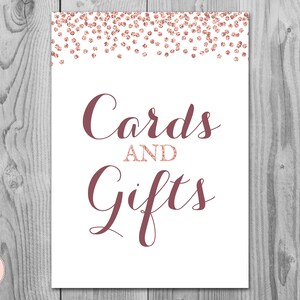 Rose Gold Karten und Geschenke Zeichen, Download, Dekoration druckbares Zeichen, Hochzeit Danke Zeichen, Verlobungsfeier Danke Zeichen TH68