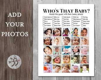 Custom Who is That Baby Game Game, Guess the Guest Baby Photos, Fun Baby Shower Games, Digital Downloads, Who is the baby, TLC658T BABY