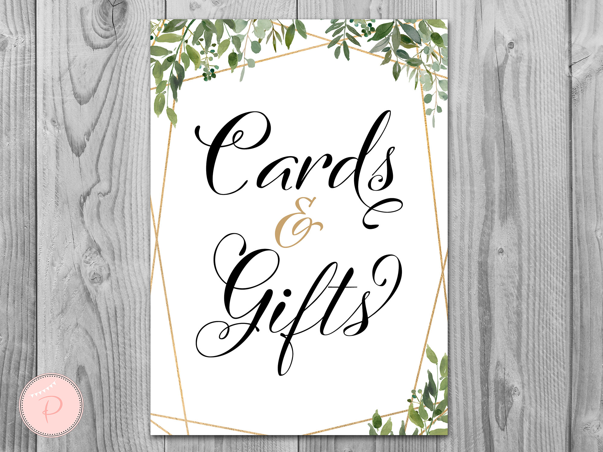 Greenery Cards and Gifts Sign, Download, Decoration Printable Sign ...