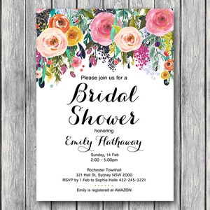 Convites de casamento de jardim floral, convite de chá de panela de jardim floral, convite personalizado, convite de casamento wd70 th15