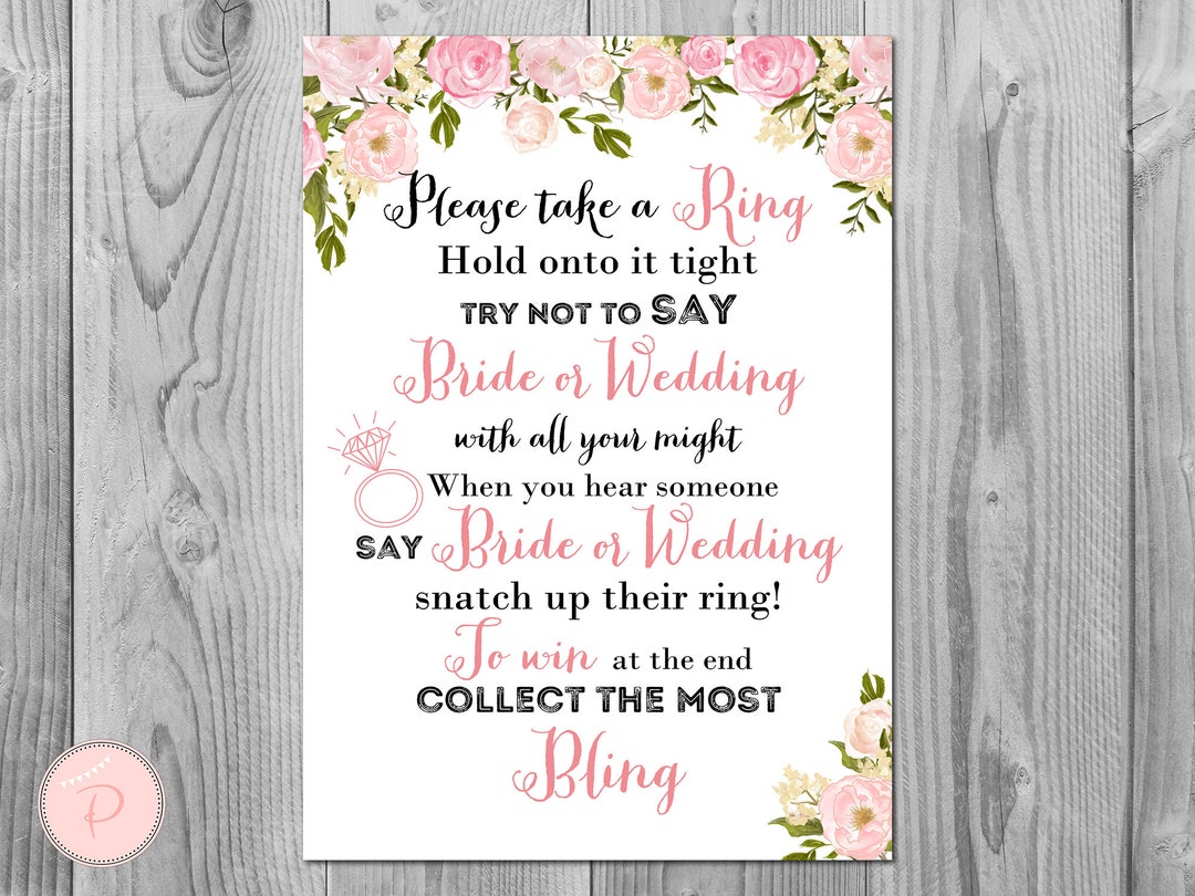 Don't Say Bride Game, Don't Say a Word Game, Take a Ring Game, Bridal ...