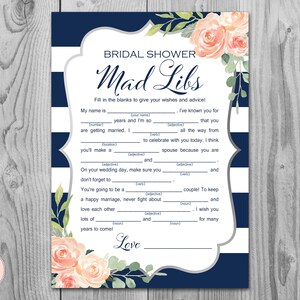 Marine Silber Brautparty Mad Libs, Hochzeit Ratschlag Karten, Hochzeit Mad Libs, Brautdusche Mad Libs, Mad Libs, Mad Lib Rat Karte TH74.5