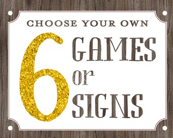 Choose Any 6 Games or Signs from my Shop! Bridal Shower Games and Signs package *Sorry, Custom Games or Personalized Signs is Not Included*