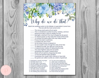 Hydrangea Why do we do that Bridal Shower Games, Wedding Tradition Quiz , Bridal shower game, Bridal shower activity, Printable Game TH84 z