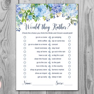 Hydrangea Would they rather bridal shower games, Who knows the Bride and Groom Best, Bridal Shower Game, Games Download TH84 z