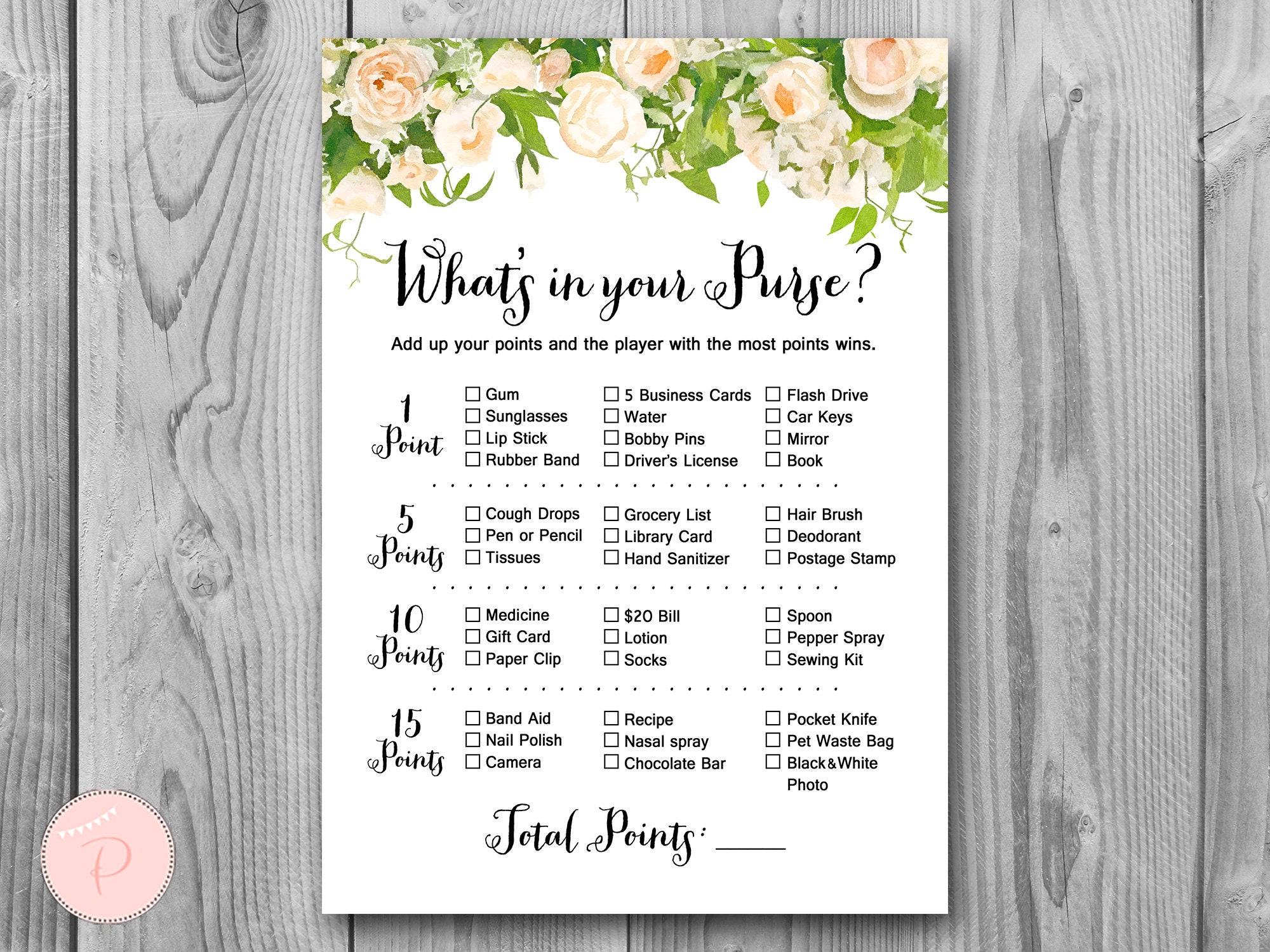 What's in your purse game, purse game, purse hunt, purse raid game, Bridal  Shower Game Printables, Bachelorette, Wedding Shower Games BS42 by Baby  Shower Ideas 4U | Catch My Party