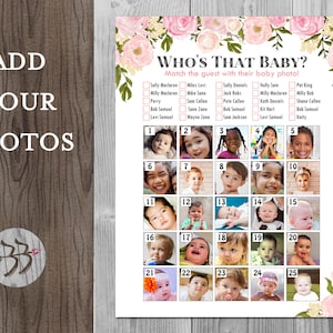 Peonies Custom Who is That Baby Game, Guess the Guest Baby Photos, Baby Shower Games, Descargas Digitales, Who is the baby, TH13 TLC660T BABY