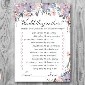 Purple Would they rather bridal shower game, Who knows the Bride and Groom Best, Bridal Shower Games, Garden Games Download TH71
