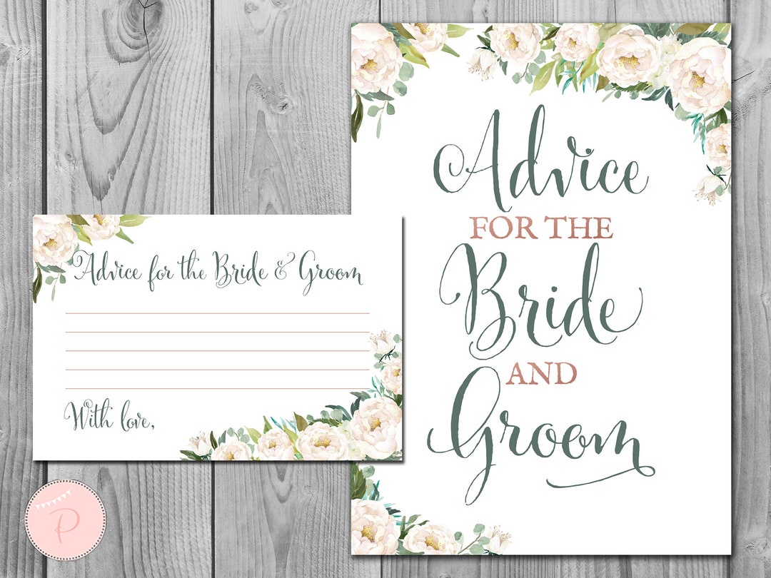 Advice for the Bride and Groom Card &amp; Sign, Printable Advice Cards ...