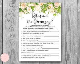 What did the Groom Say Game, What did groom say about Bride, How well couple know each other, Couples shower Game, Bridal Shower TH01 TH28