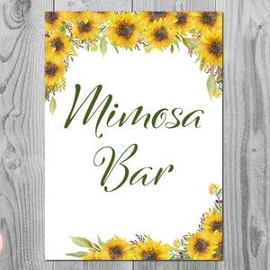 Sunflower Summer Mimosa Bar Sign, Bubbly Bar Sign, Wedding Bar Sign, Printable Sign, Wedding Decoration Sign, Engagement Party TH80