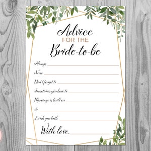 Conseils de verdure pour la carte de la future mariée, cartes de conseils imprimables, douche de mariage, jeu de douche nuptiale, imprimables, téléchargement immédiat TH93