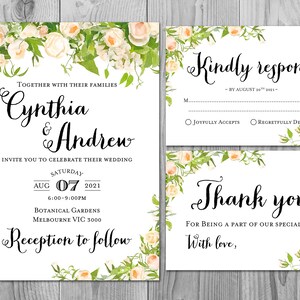 Pivoines floral Wedding Invitation, Mariage imprimable, Douche de mariée, Baby Shower, Personnalisé, Boho Invitation Suite TH11 WD63 WI01