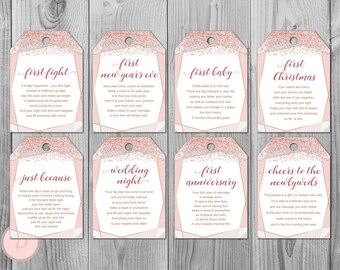 Rose Gold Milestone Wedding Tags, Wine Tag Firsts, mijlpaal wijnetiketten bruiloft, huwelijk mijlpaal etiketten, huwelijkscadeau voor paar TH95.1