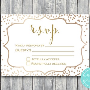 Carte RSVP per nozze d'oro, modello RSVP, carte di nozze rsvp, cartoline RSVP, carte RSVP stampabili, inserto invito wd93 WI33
