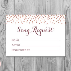 Carte de demande de chanson de mariage en or rose, RSVP de mariage avec demande de chanson, carte de demande de chanson imprimable, téléchargement instantané TH68