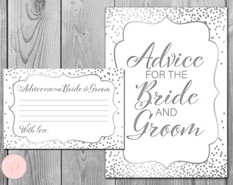 Advice for the Bride and Groom Card & Sign, Printable Advice Cards, hens game, Bridal shower Game Printable, Instant Download wd92 TH64